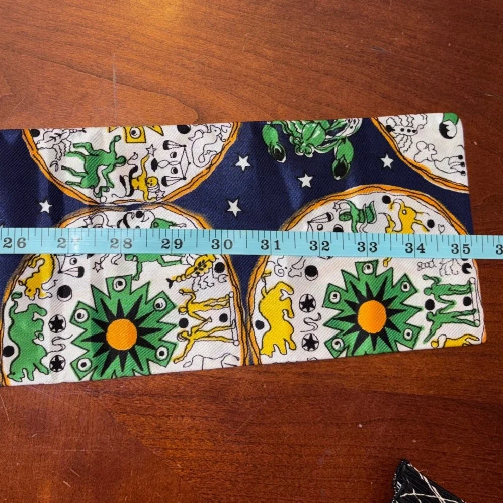 Vintage | Sagitarios | Zodiac Celestial Silk Scarf | Navy | 35x5 | Astrology‎